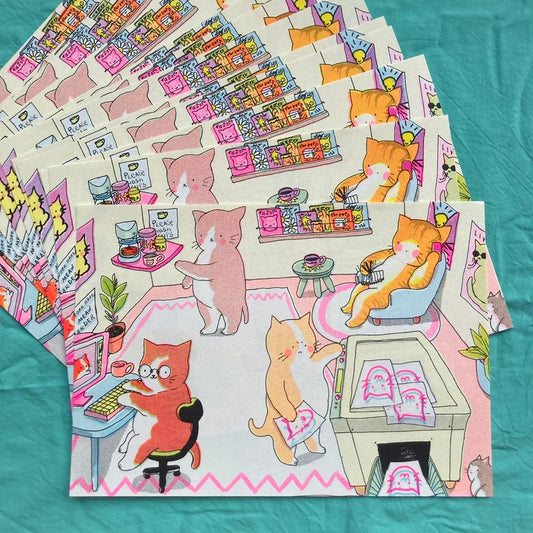 Kitties Riso Press A4 Print