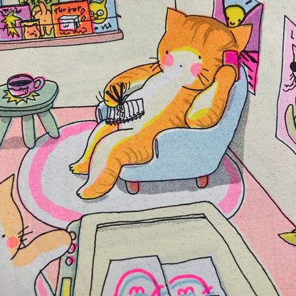 Kitties Riso Press A4 Print