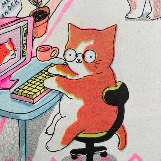 Kitties Riso Press A4 Print