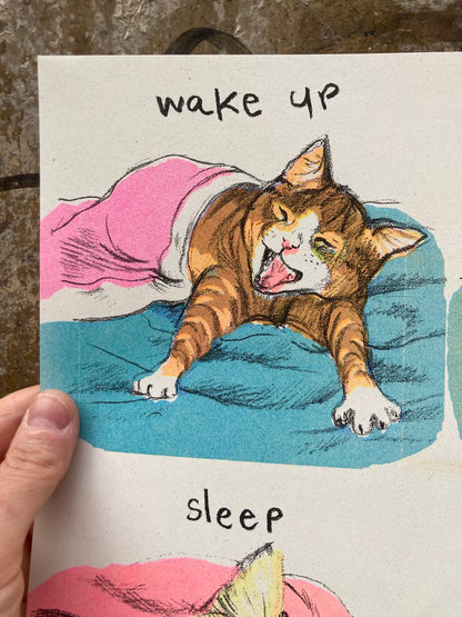 Wake up, Hustle, Sleep, Repeat - Risograph Poster